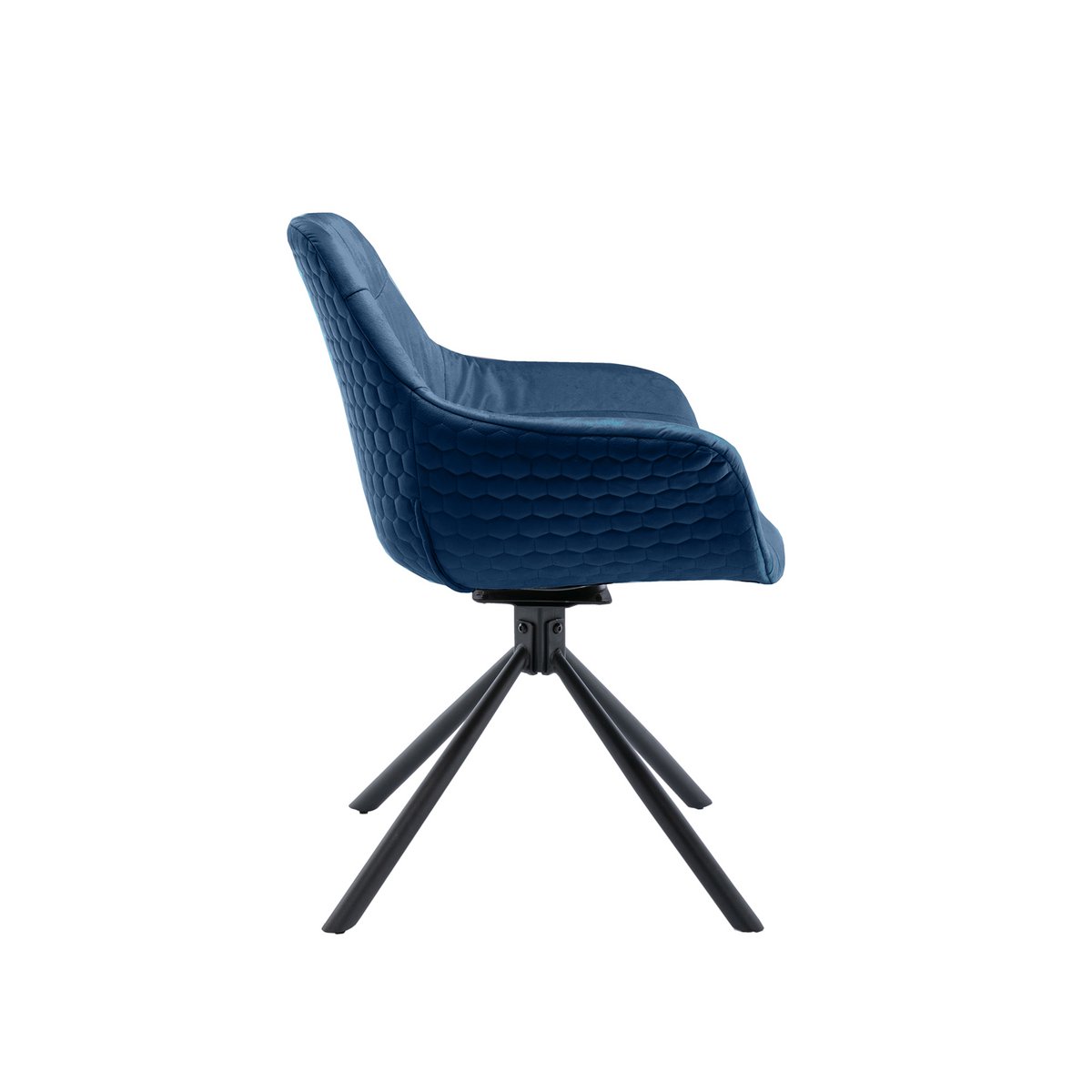 Fauteuil met honingraatstiksel in fluweelblauw