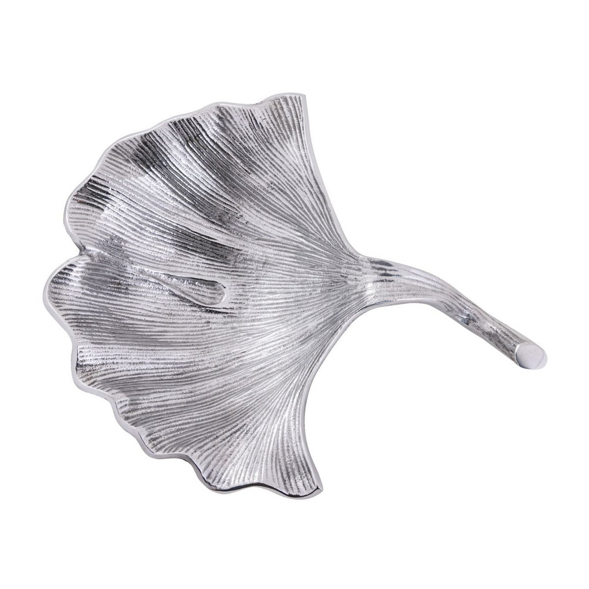 Decoratieve schaal aluminium ginkgo groot goud of zilveren bladschaal