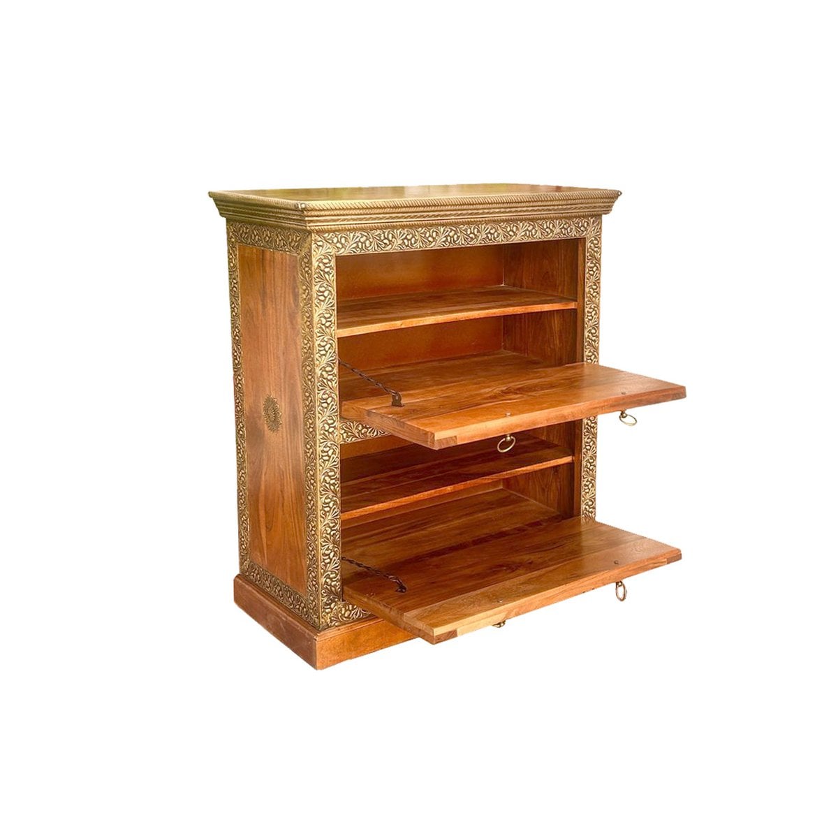 Schoenenkast met 2 kleppen, acacia, metaal, kleurrijk