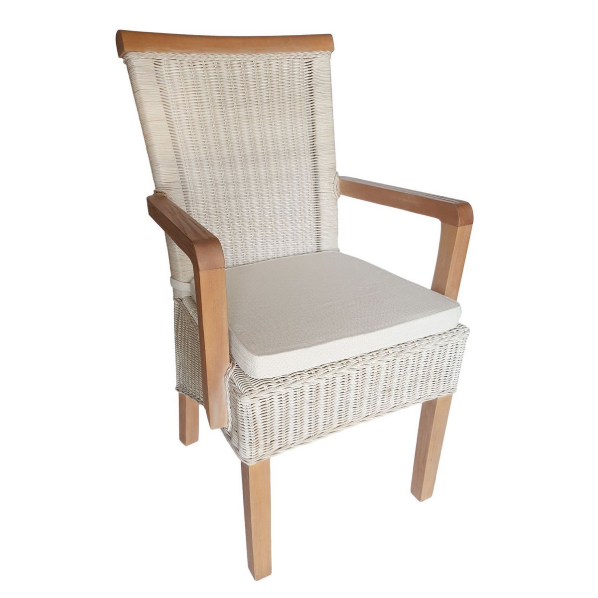 Eetkamerstoelen stelen 2 stuks met armleuningen Rattan stoelen Wit Perth Rattan Ratta stoelen duurzaam
