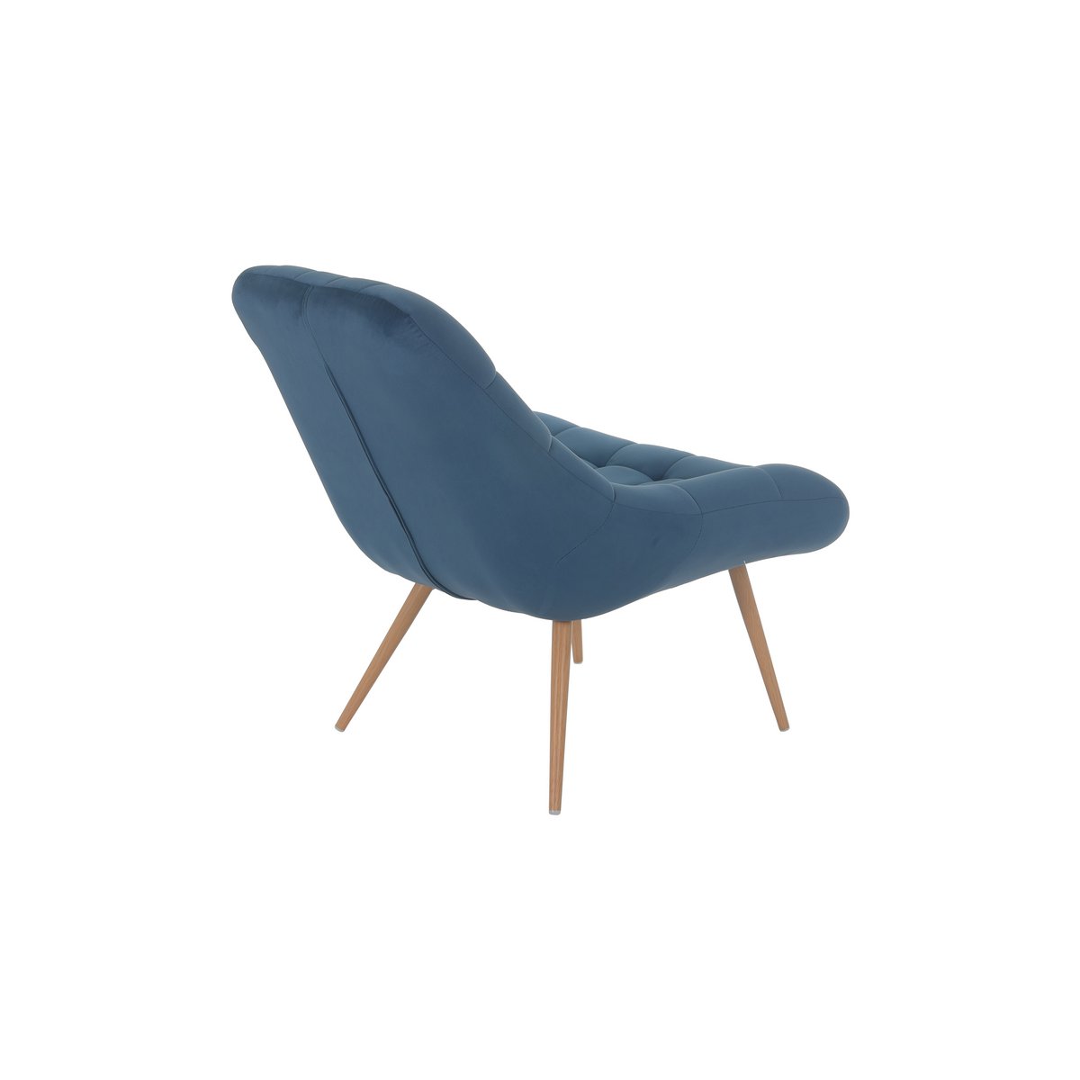 Fauteuil XXL velours blauw metaal houtlook