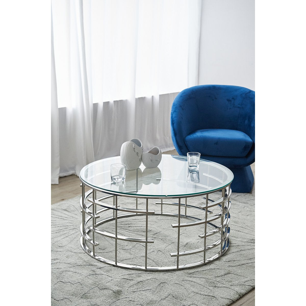 Salontafel zilver Ø 90 cm