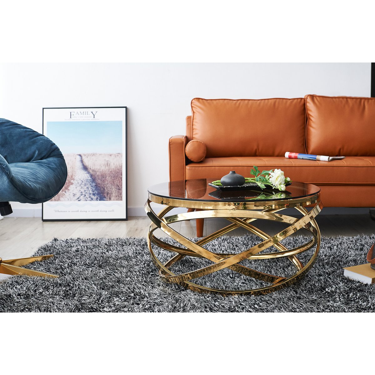 Salontafel goud/grijs Ø 80 cm