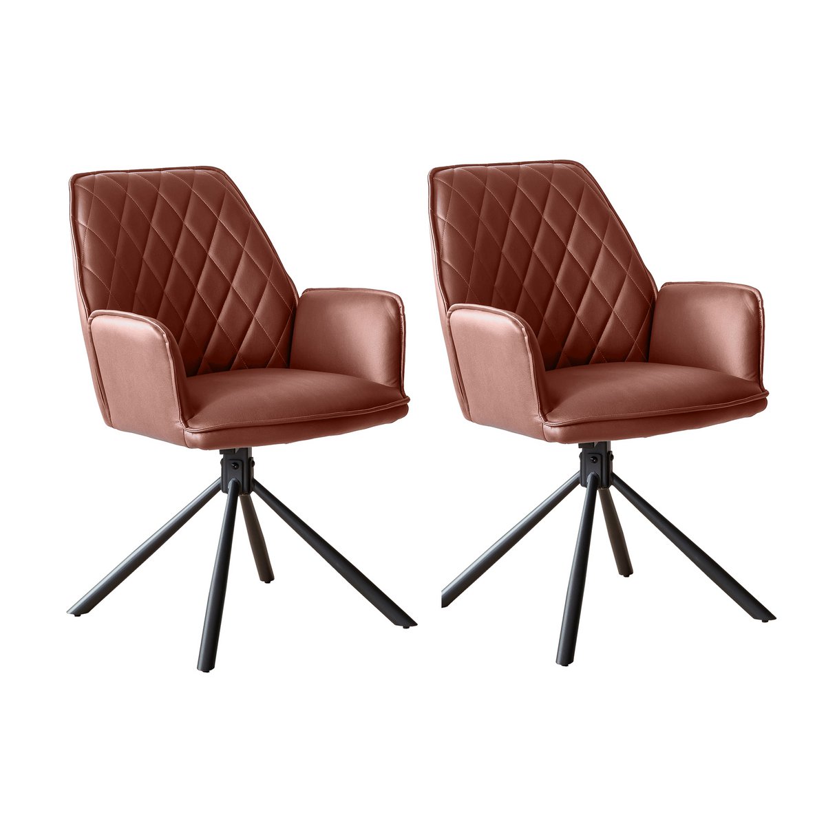 Cognac fauteuil set van 2 met 360° draaifunctie