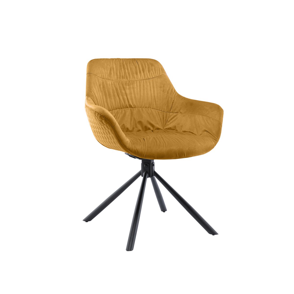 Fauteuil met honingraatstiksel in mosterdgeel fluweel