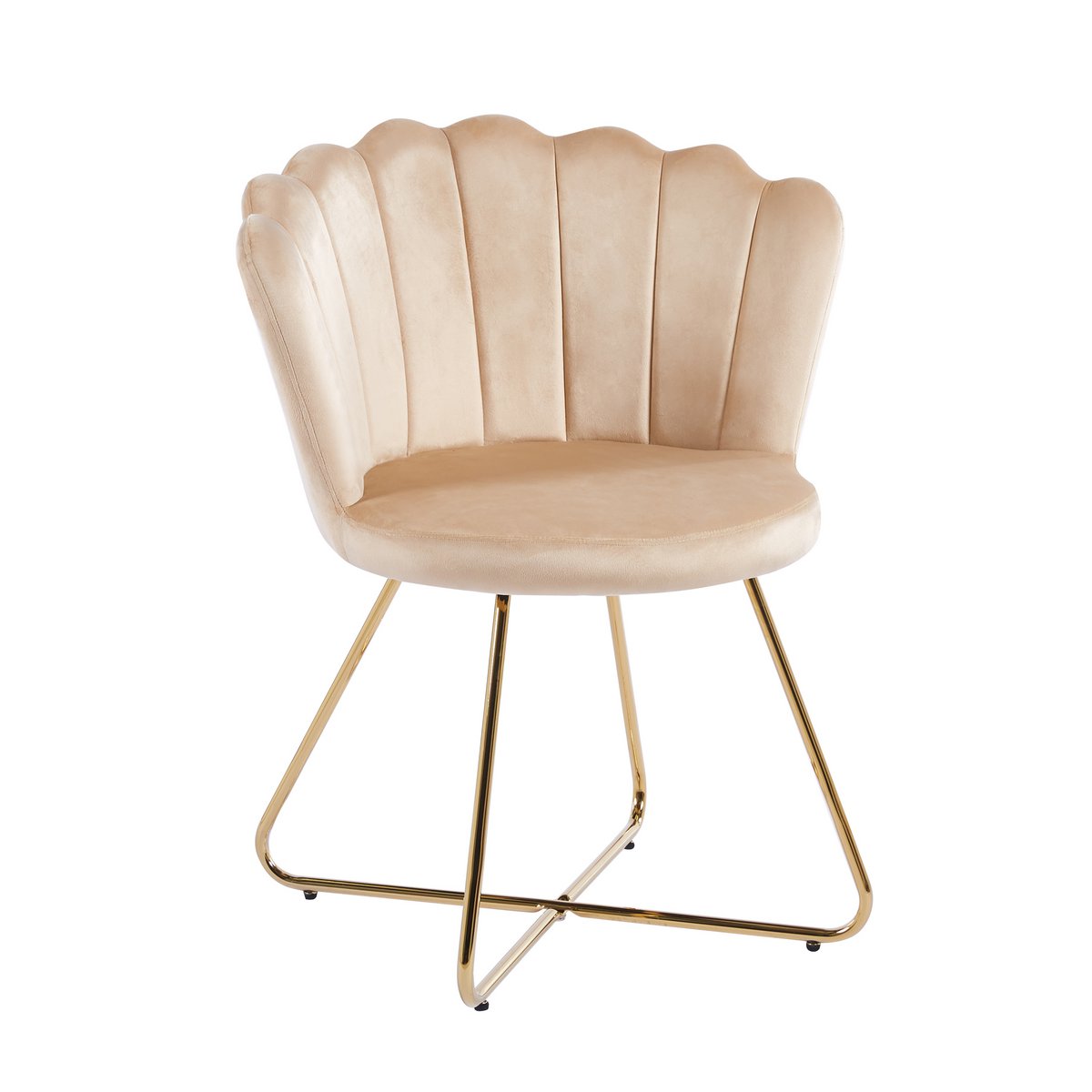 Fluwelen schelpstoelenset van 2 beige