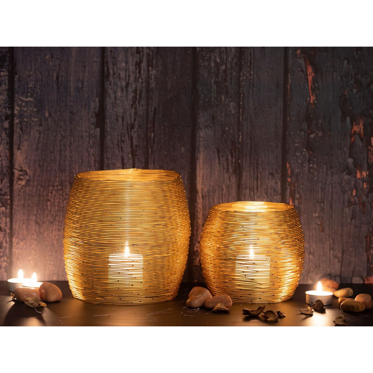 Theelichthouder 12-delige set 2 x 6 VE lantaarns kandelaar Paris gouden of zilveren kandelaar