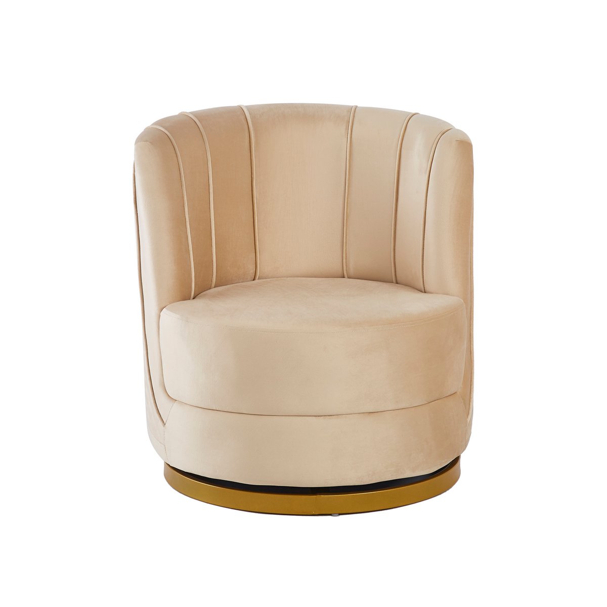 Beige fluwelen draaifauteuil