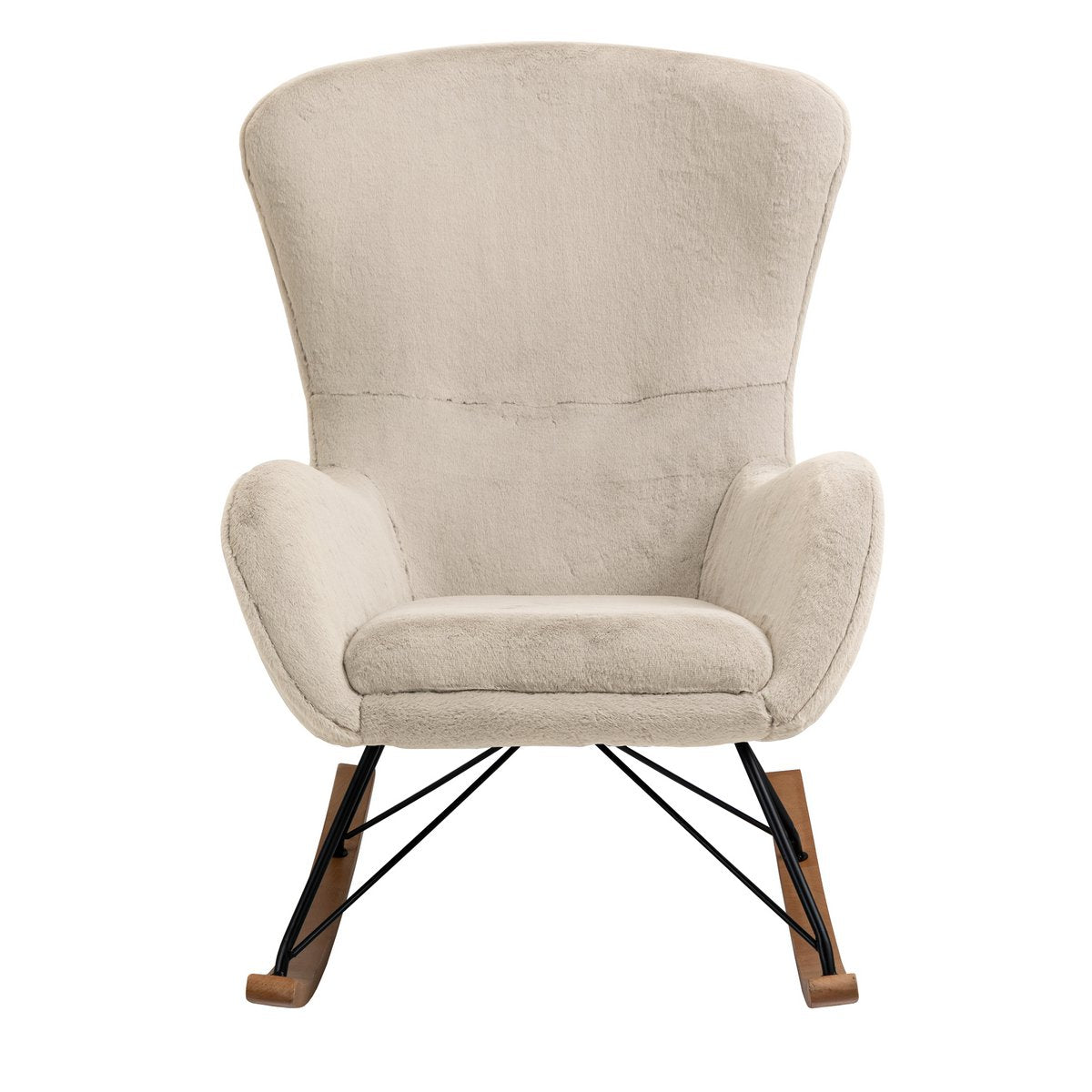 Schommelstoel in lamsvachtlook beige