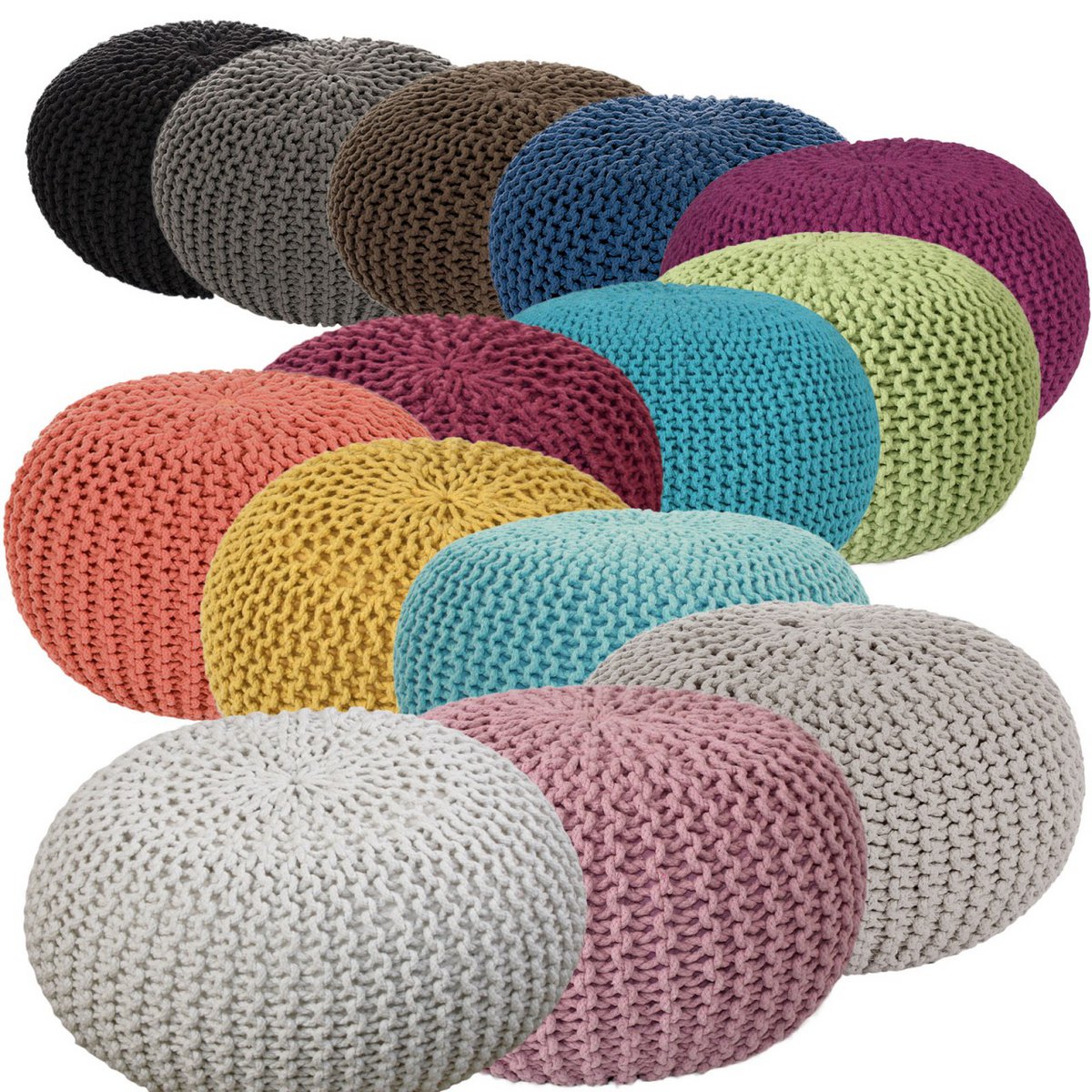 Pouf Ø 55 H 37 H 37 brei -kruk stoel pouf vloerkussen duurzaam