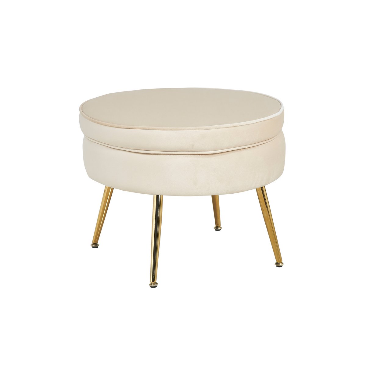Ronde poef in beige fluweel