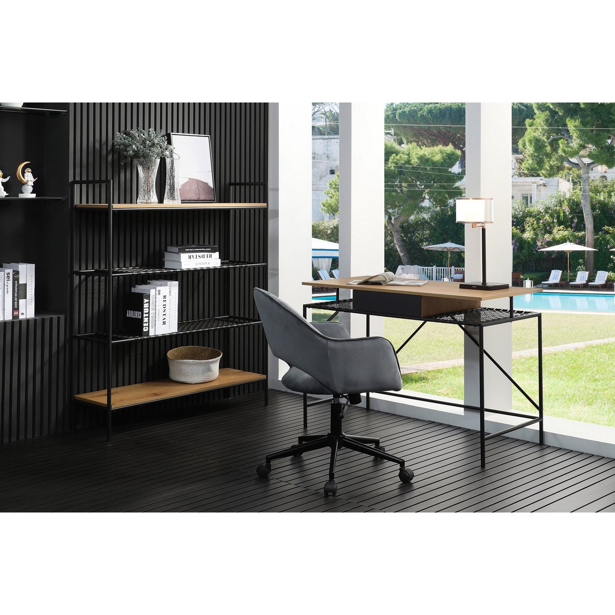 Boekenkast naturel/zwart