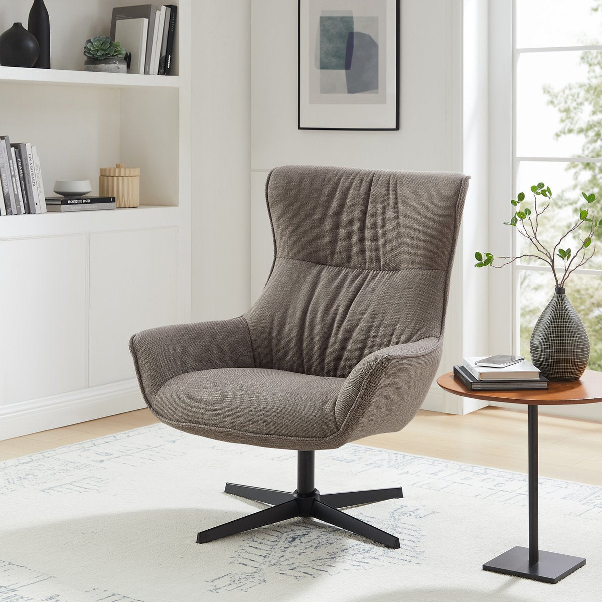 Fauteuil structuurstof taupe