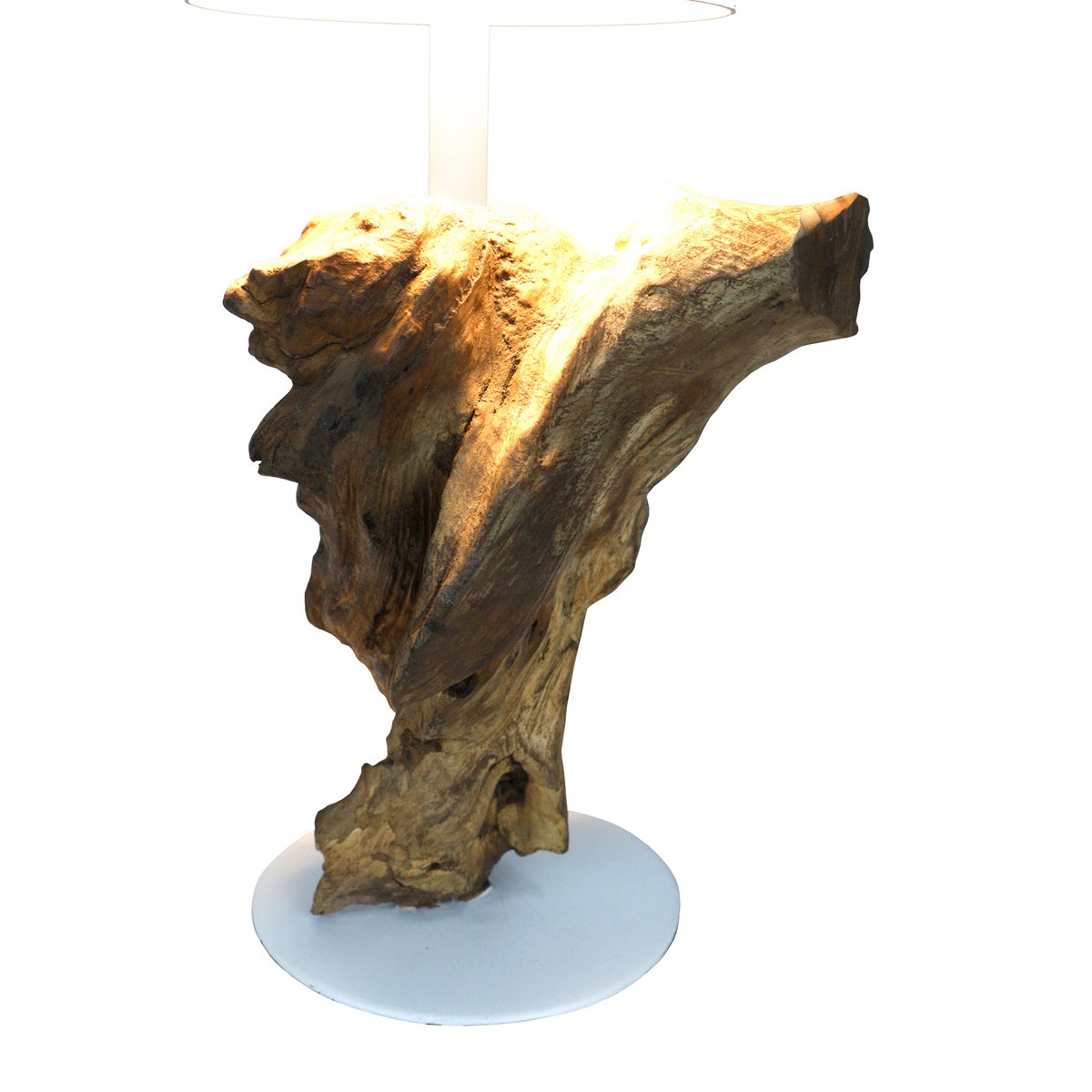 Tafellamp 29 cm naturel/wit met LED batterij