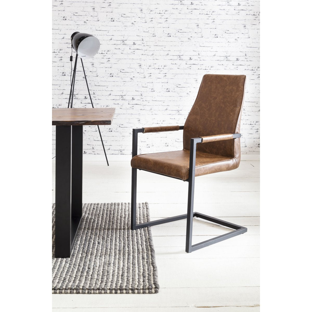 Eetkamerstoel, set van 2, lichtbruin, imitatieleer look