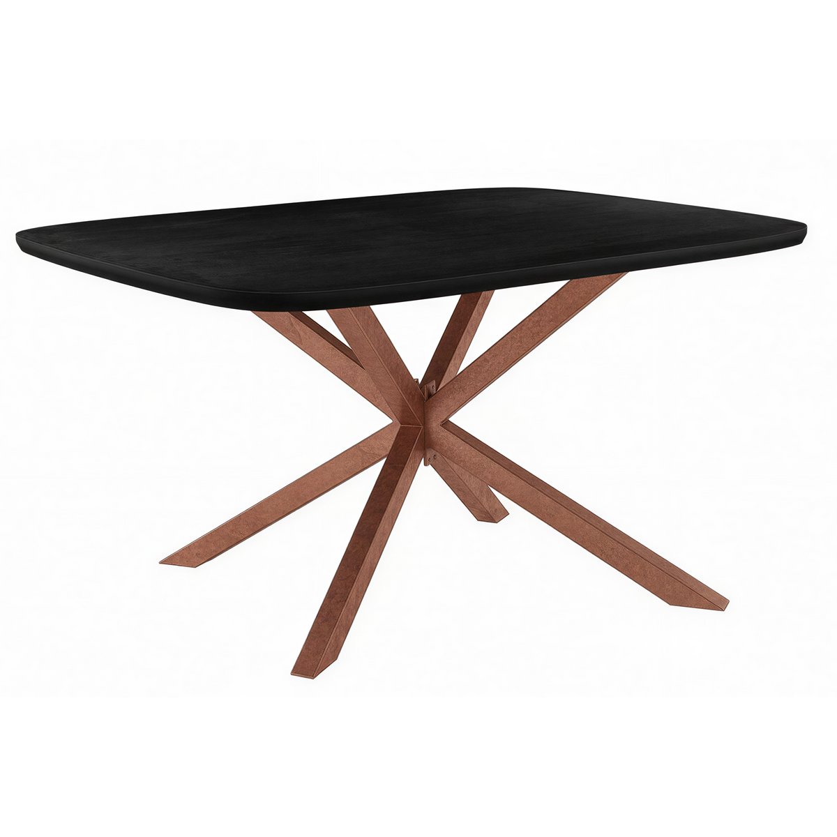 Eettafel 200x100 cm, Mango blad, stalen sterframe in antiekbruin