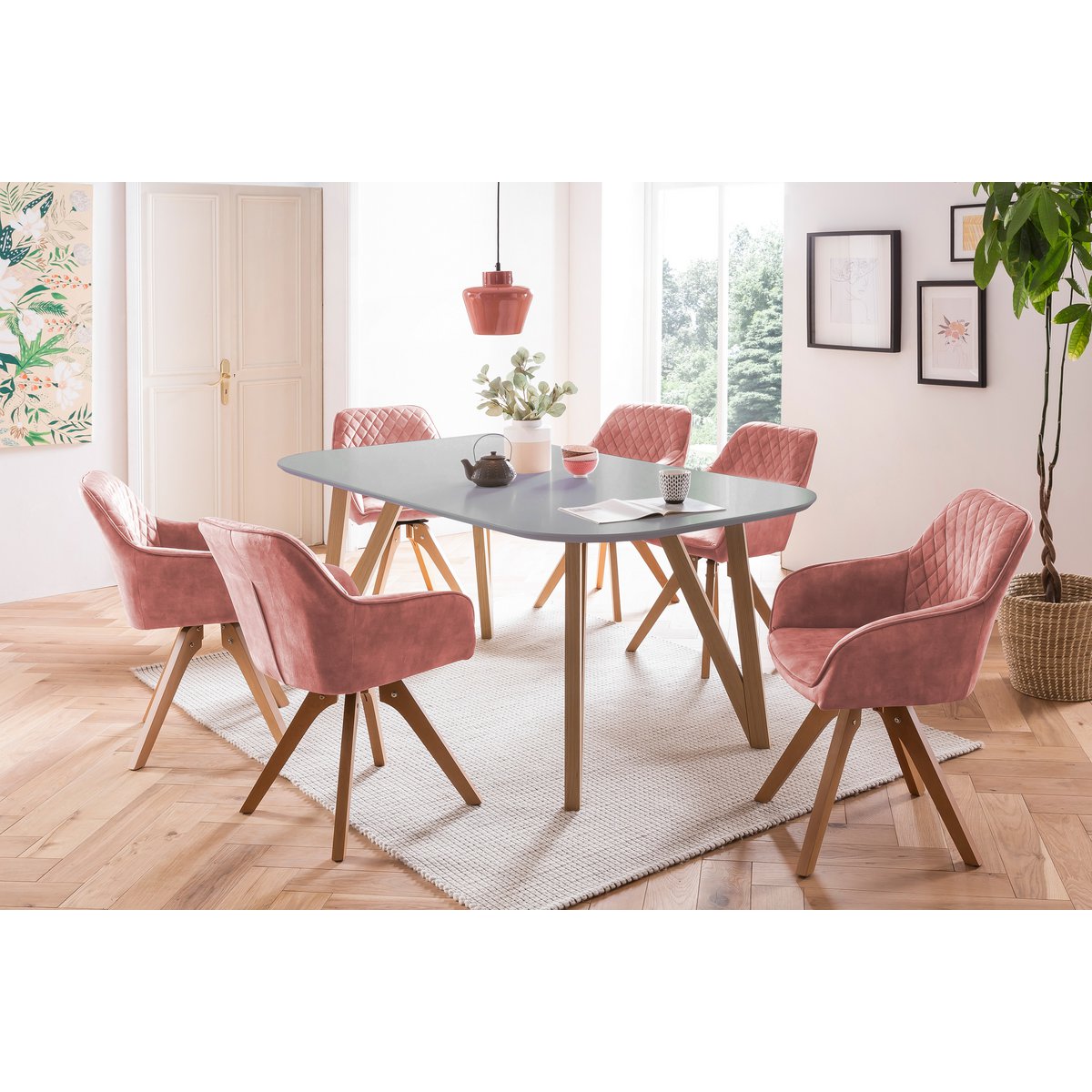 Eettafel 160x90x76 cm grijs eiken