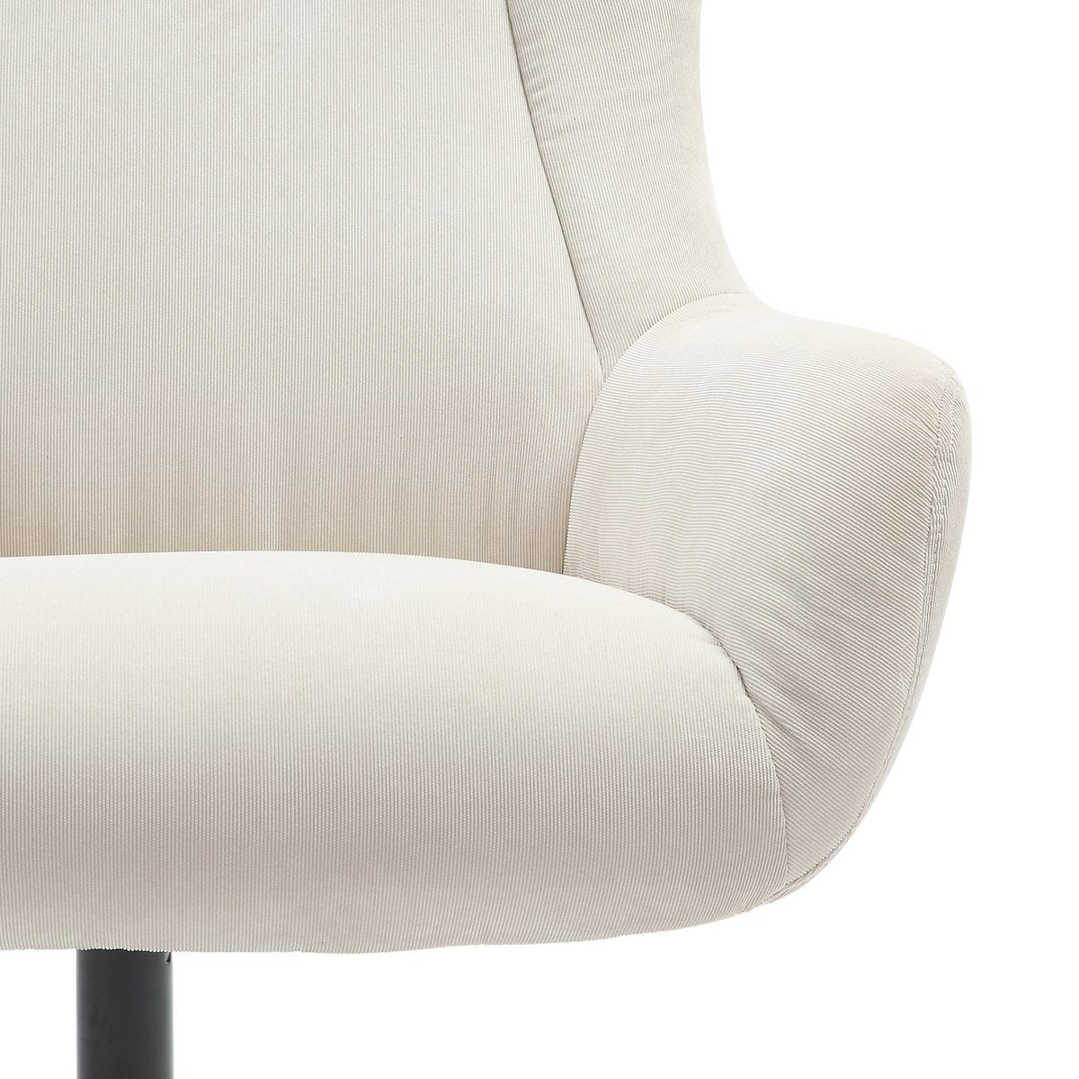 Fauteuil en kruk corduroy look beige