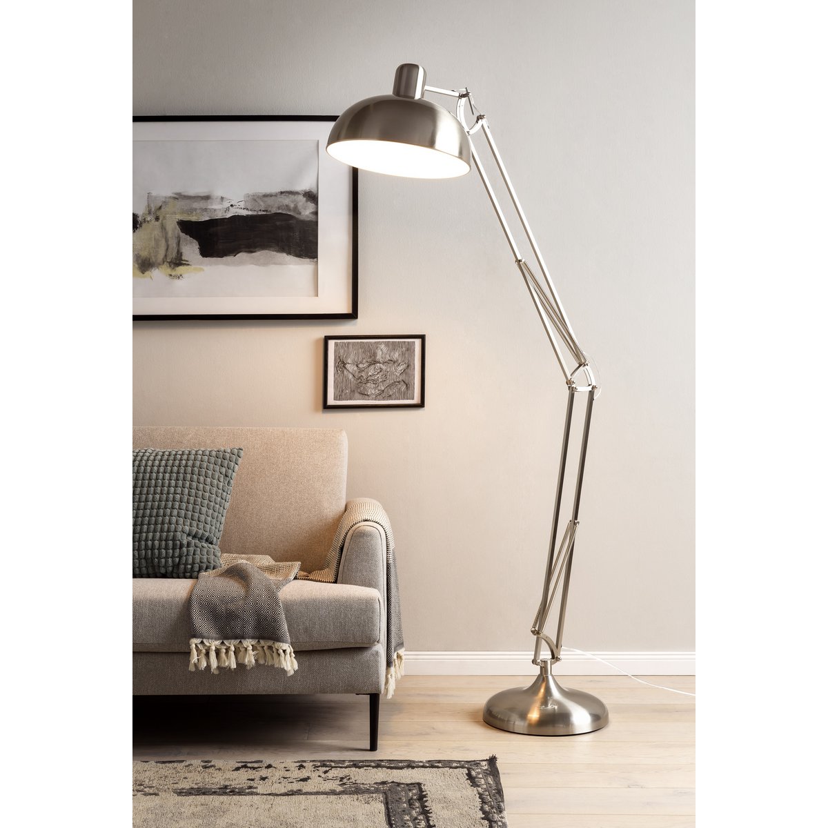 Industriële vloerlamp staal verstelbaar