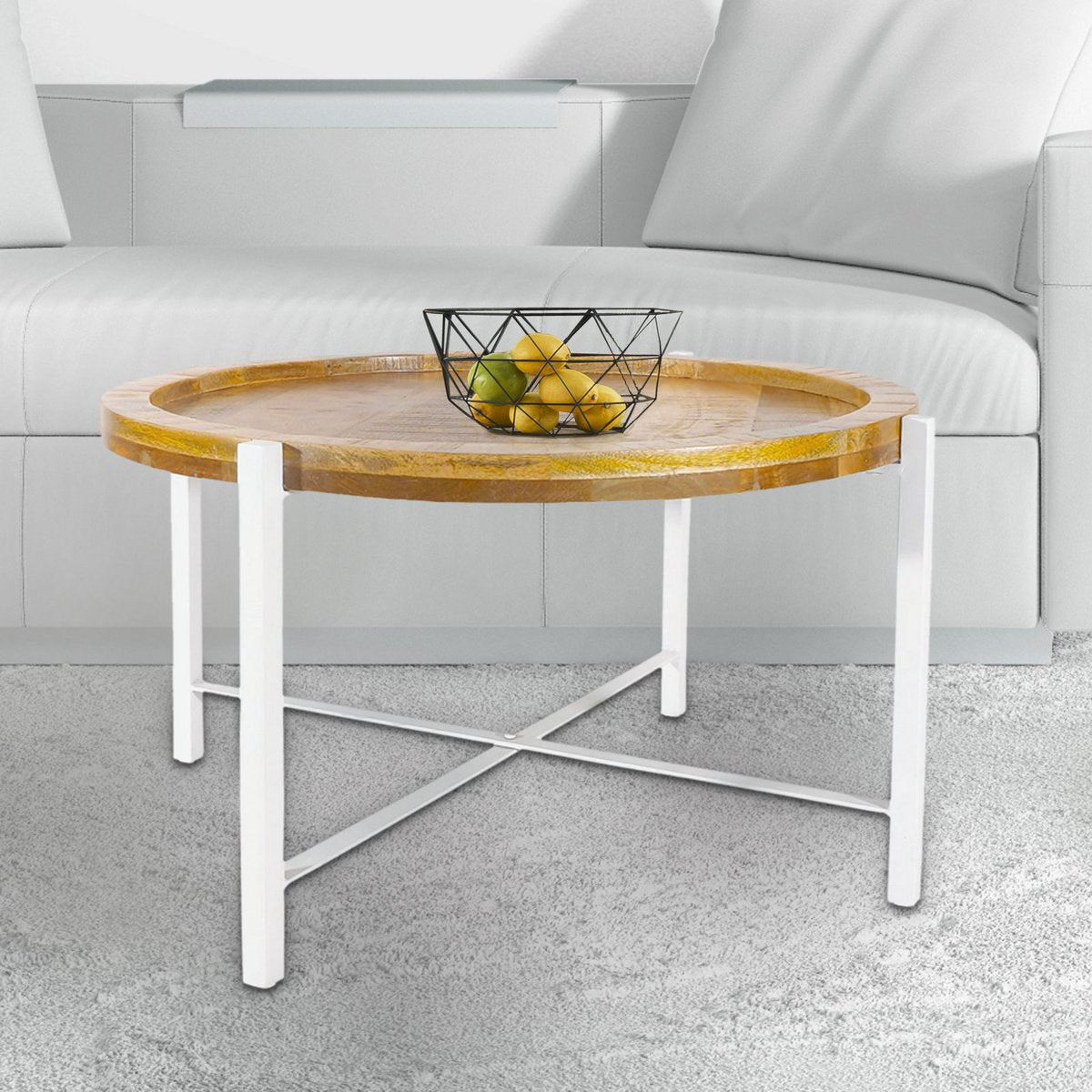 Salontafel Ø75cm bijzettafel woonkamer tafel rond sioux metalen frame