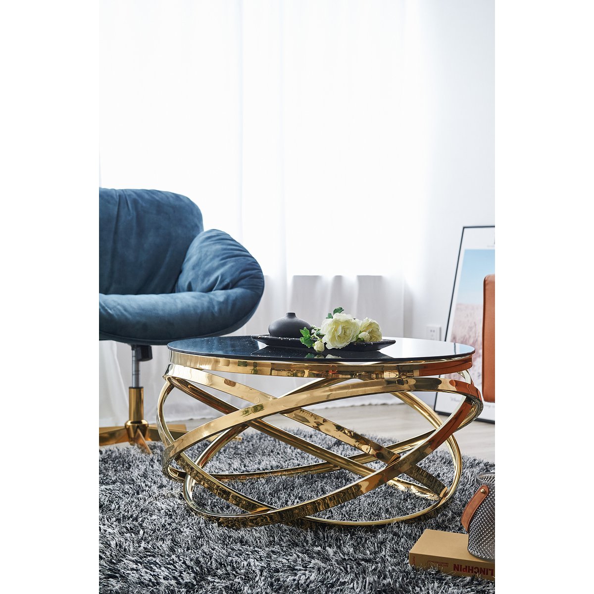 Salontafel goud/grijs Ø 80 cm