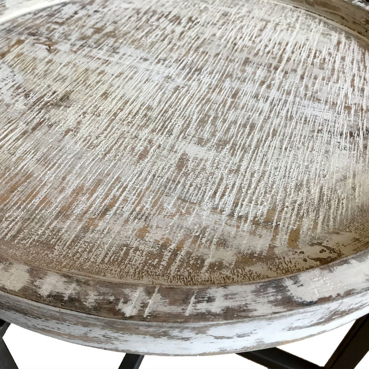Bijzettafel Ø46xh45cm salontafel woonkamer tafel rond omaha metalen frame oud zilver