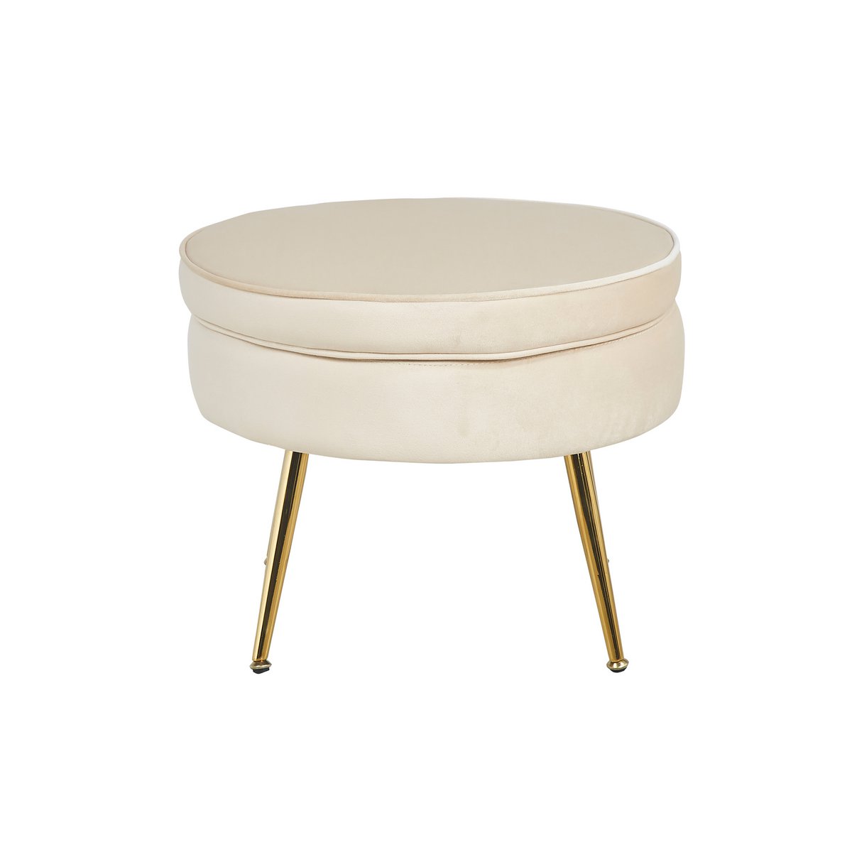 Ronde poef in beige fluweel