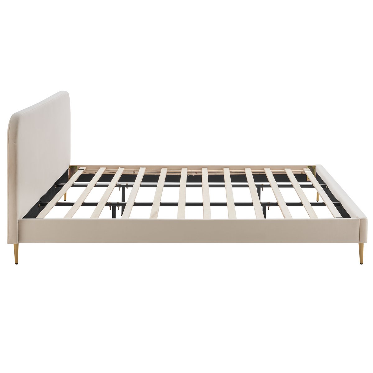 Gestoffeerd bed met beige fluwelen hoes 180x200 cm