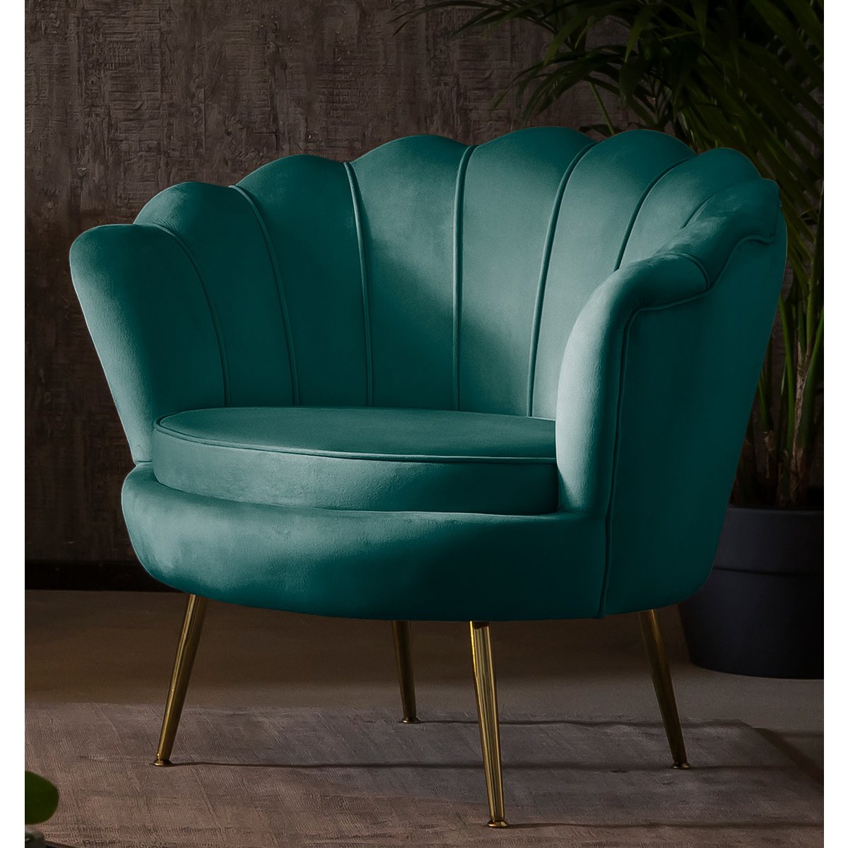 Fluwelen schelp fauteuil Groen