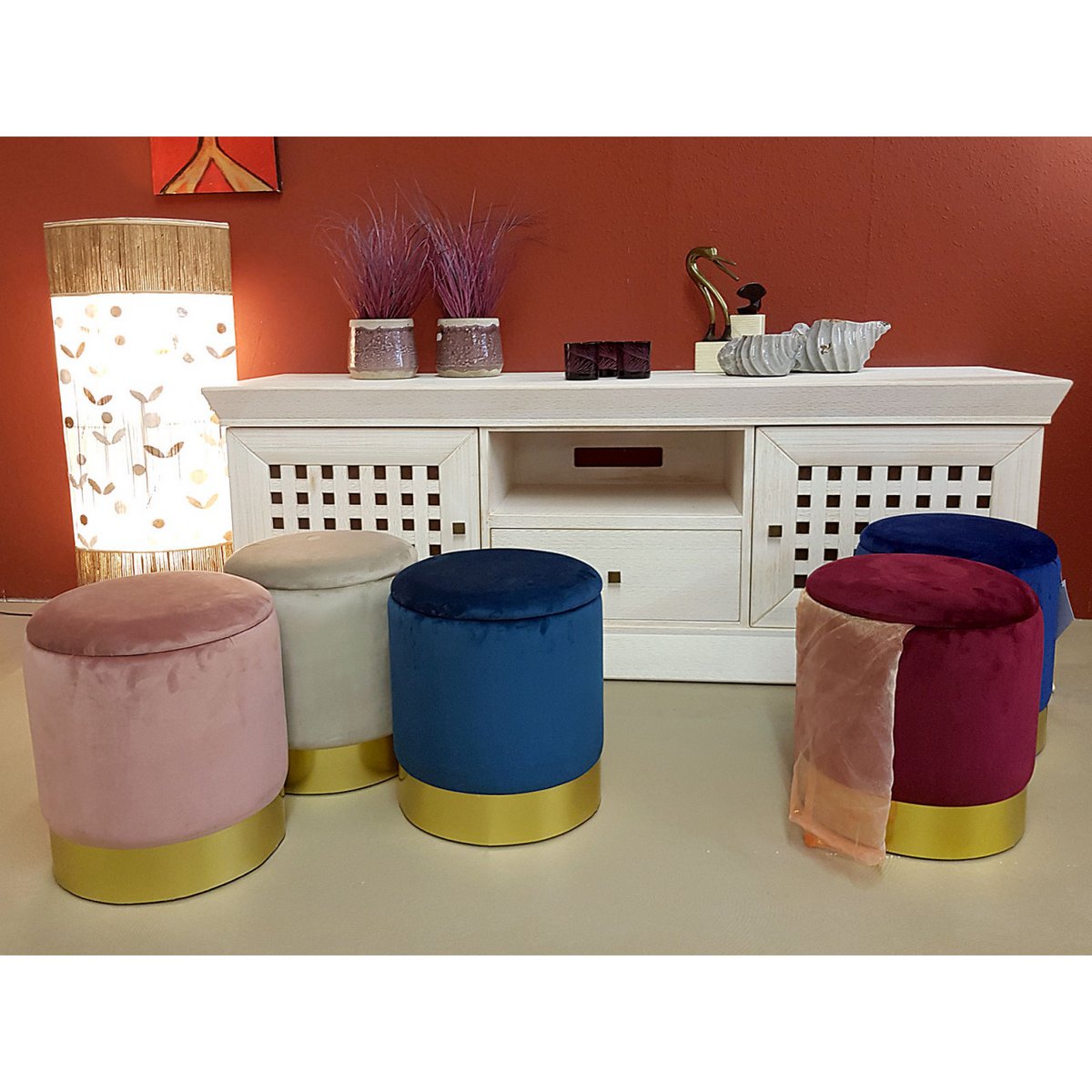 Velvet ontlasting decoratie -ontlasting en Pouf Decopouf Velours Stool met opslagruimte u.