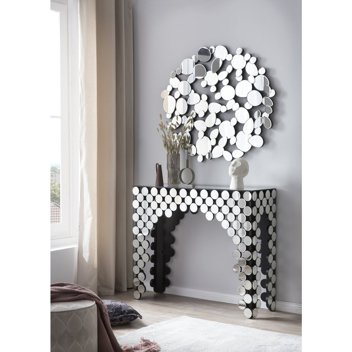 MDF console tafel met spiegelglas