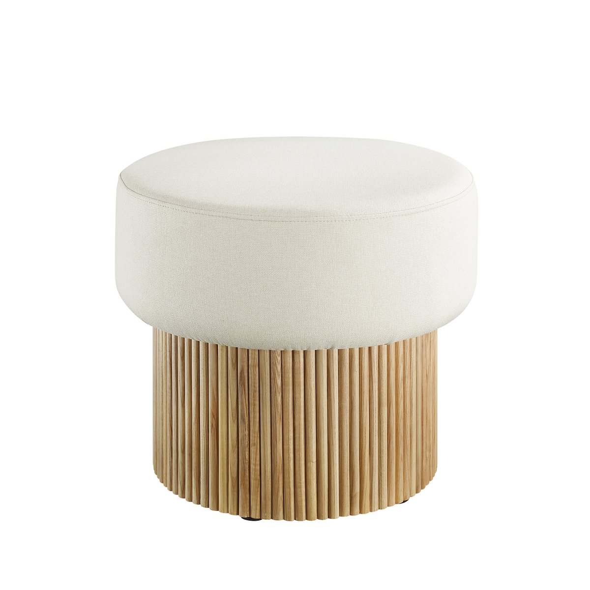 Stoel pouf met opslagruimte Ø 50 cm natuurlijk/wit