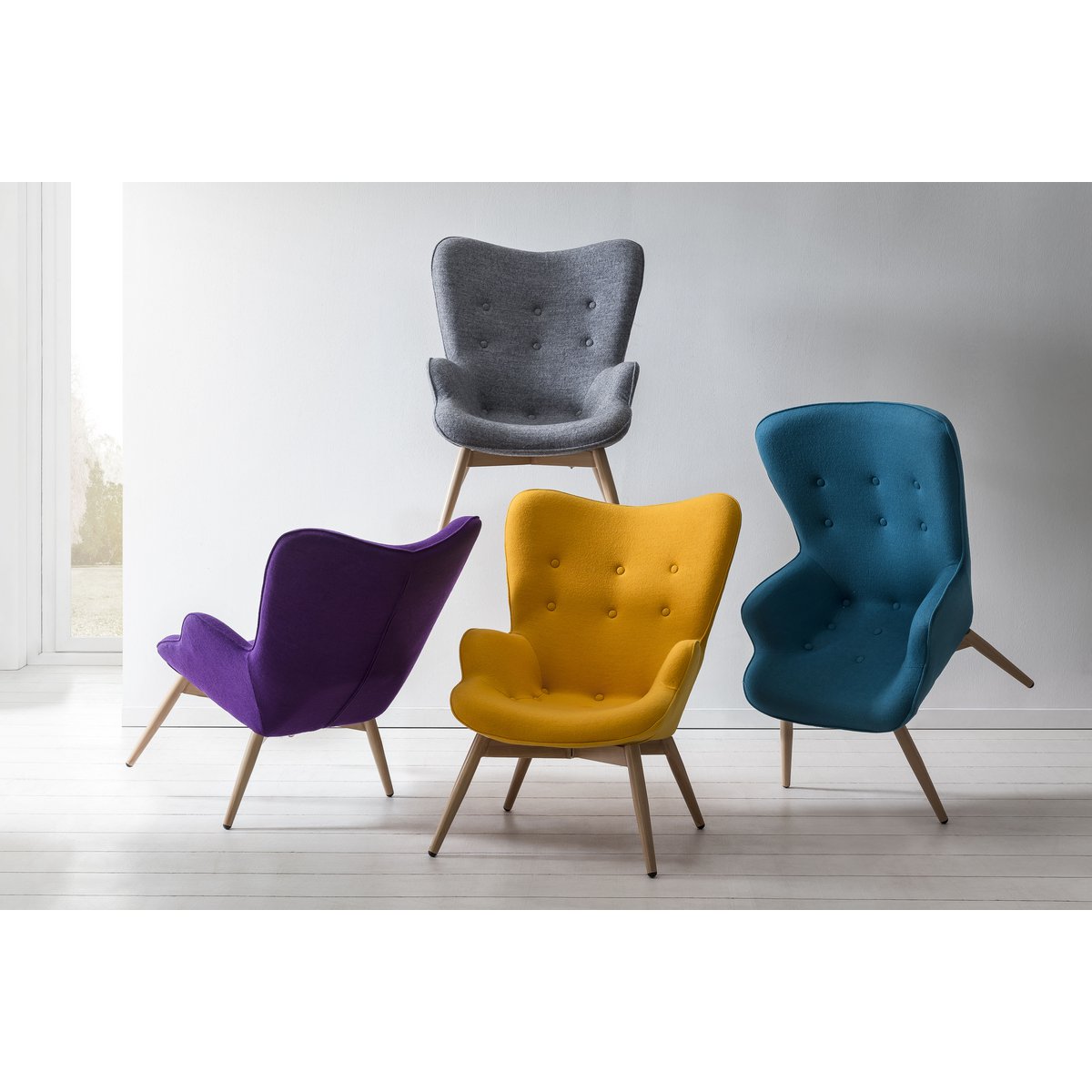 Fauteuil in grijze geweven stof