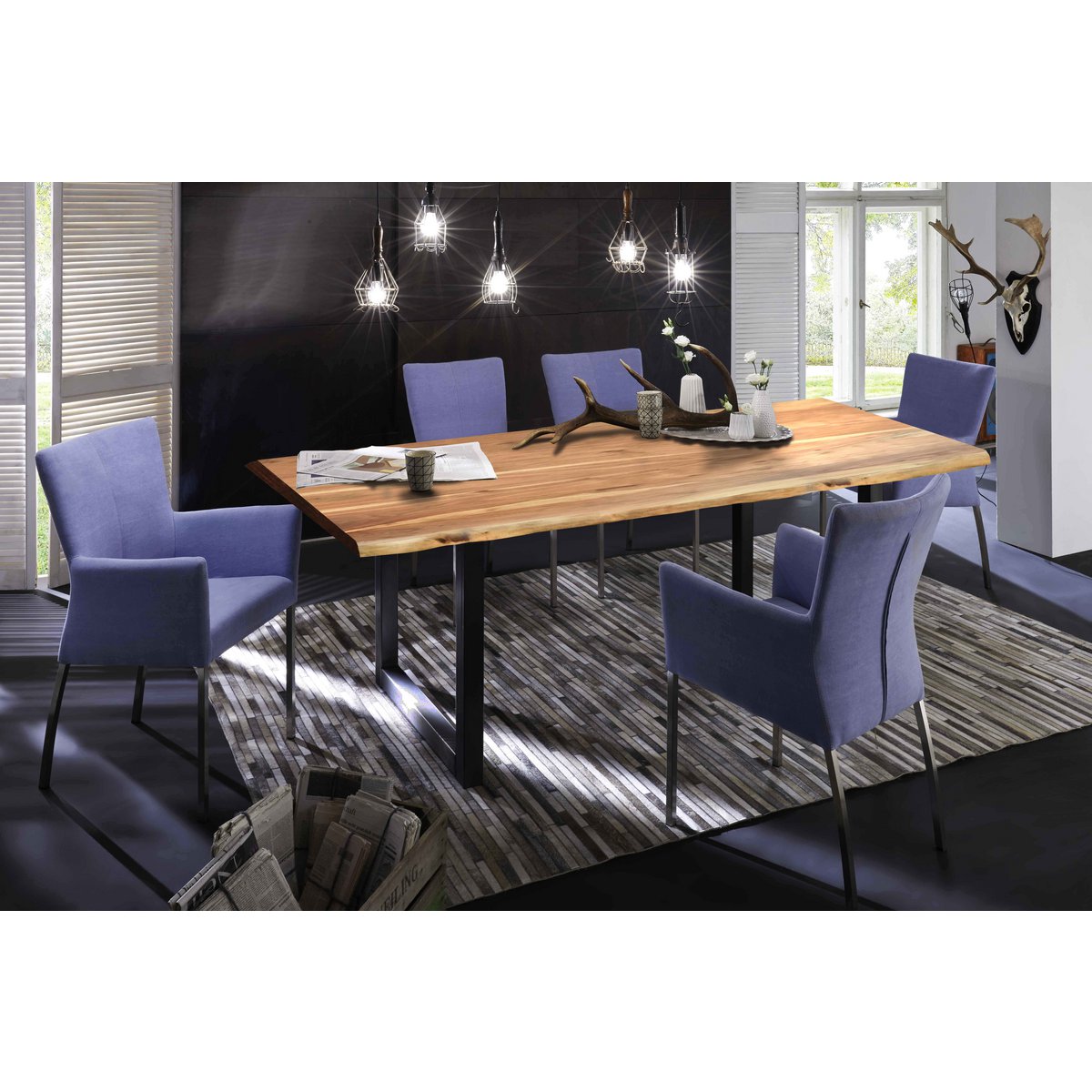 Tafel 200x100 cm, natuurlijk acacia, 56 mm