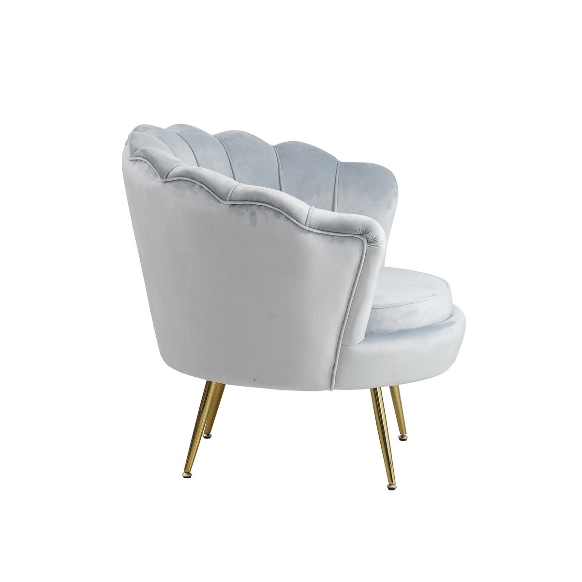 Fluwelen schelp fauteuil in lichtgrijs