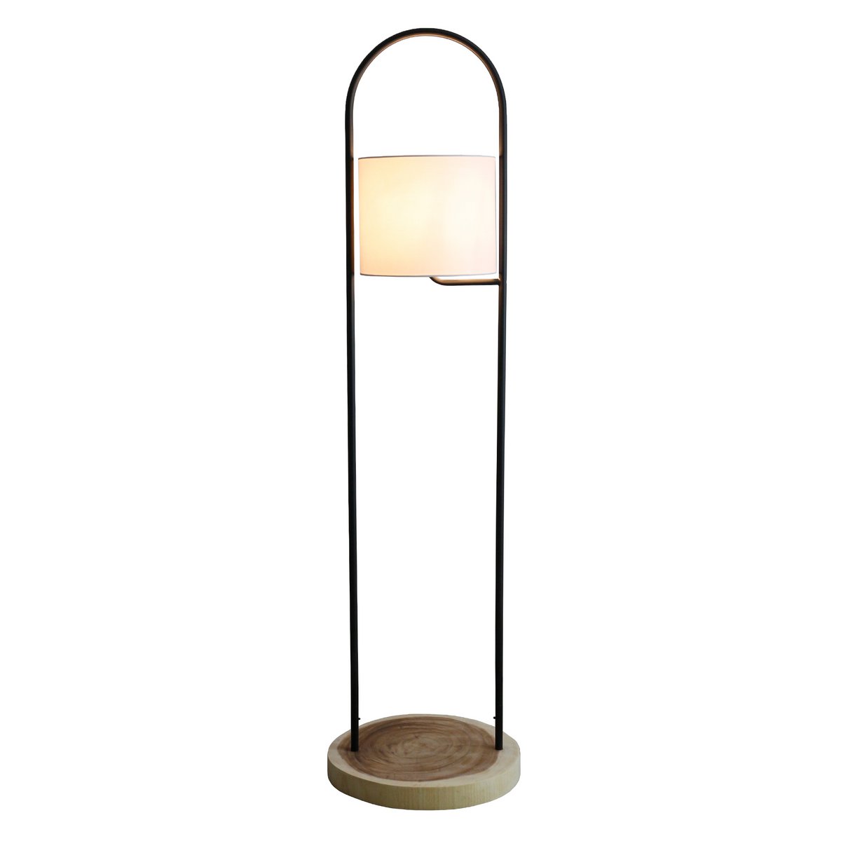 Vloerlamp acaciahout naturel/wit 153 cm