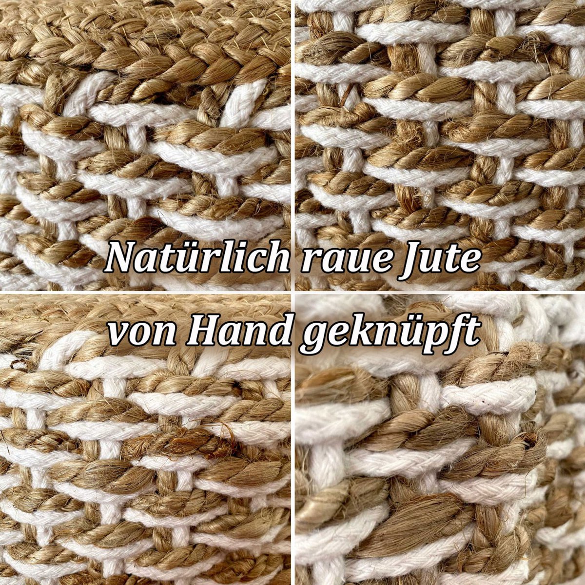 Poef jute poef ca. 50x50 cm decoratieve kruk natuurlijke jute poef poef vloerkussen poef