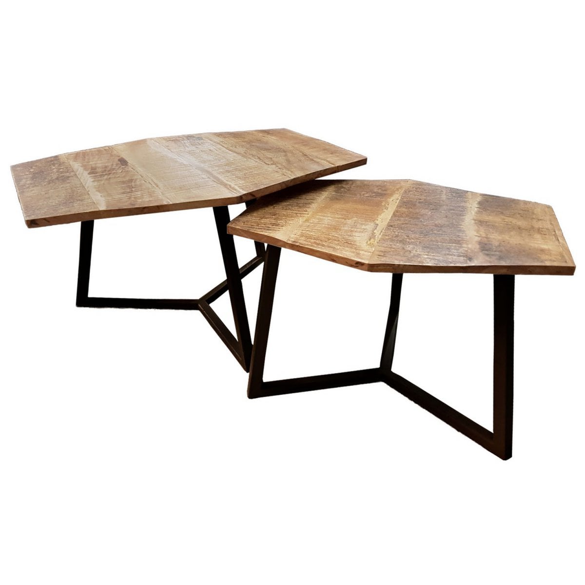 Salontafel set 2-delig woonkamertafel bijzettafel Paris metalen frame zwart wit of antiek zilver