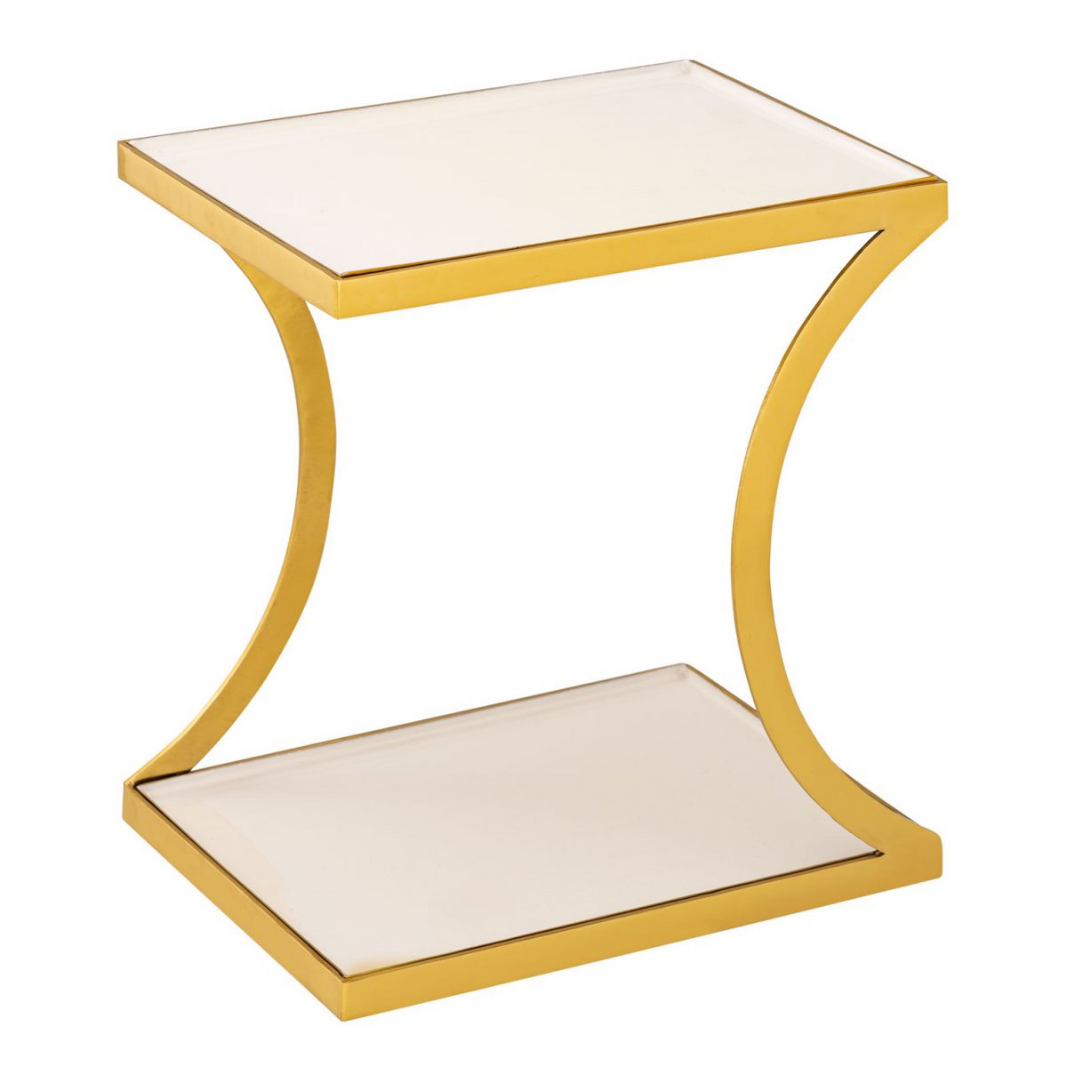 Bijzettafel Wit Decoratieve hoekige hoek 40 H 45 cm Lamptafel SOFATISCHE EDEN TAFEL METAL GOUD