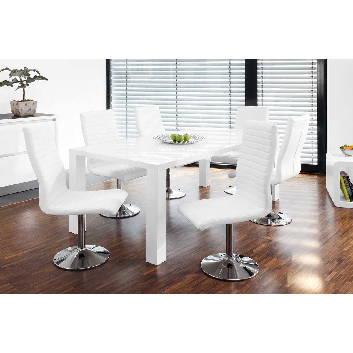 Set van 4 eetkamerstoelen in wit kunstleer look