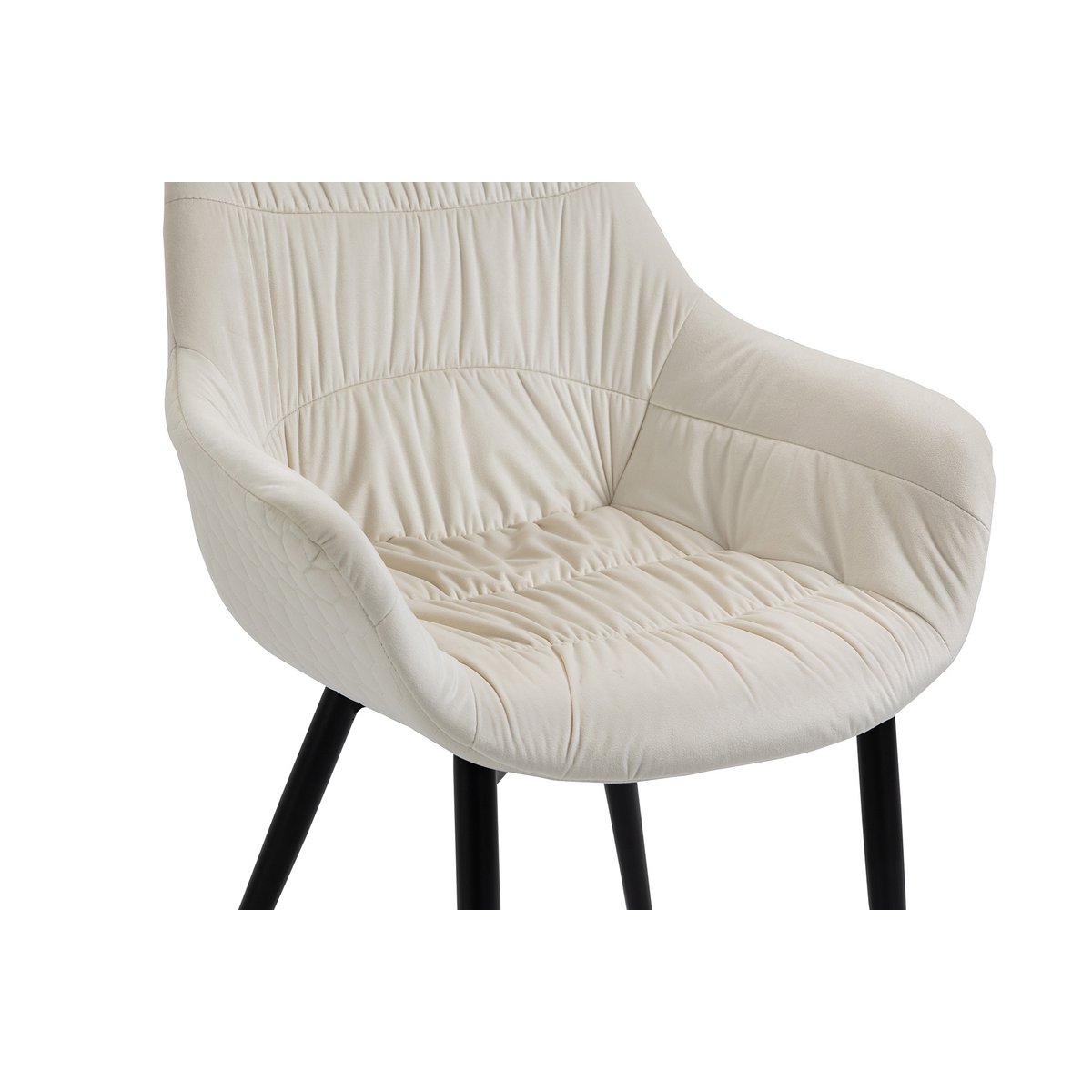 Fauteuil met honingraatstiksel in crème fluweel