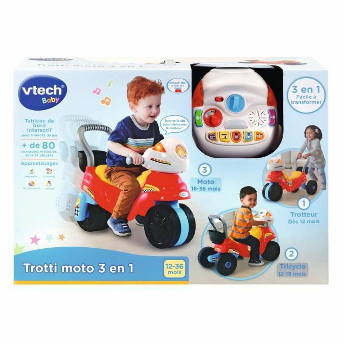 Driewieler Vtech Baby Trotti Moto 3 in 1 (FR)
