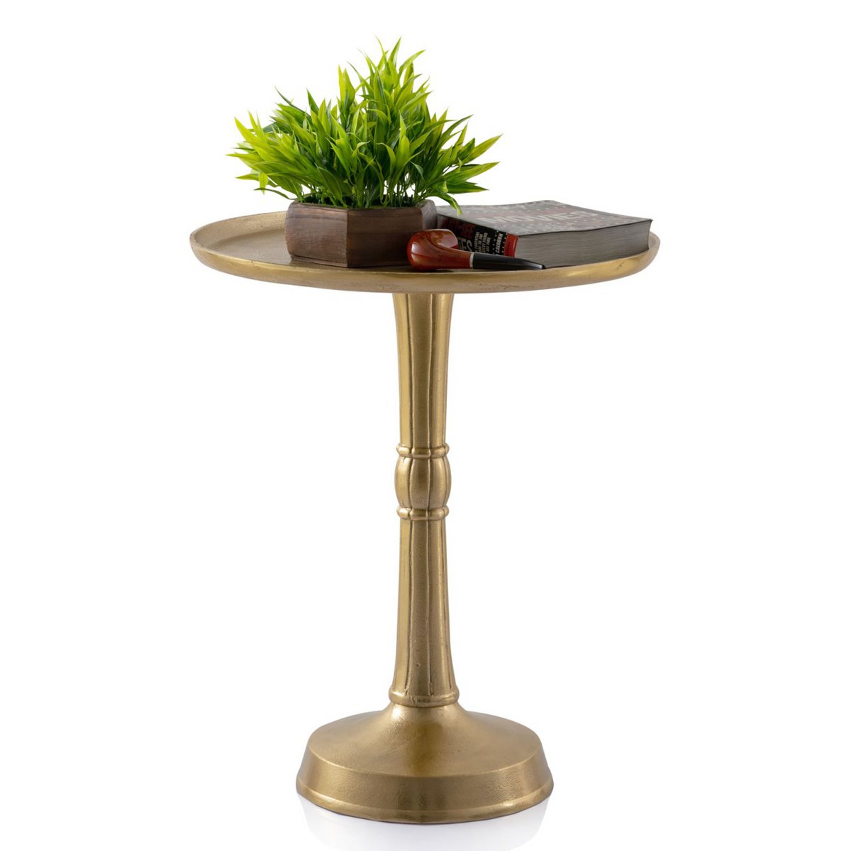 Beistelltisch Metall rund ø 44x53 cm 2-teilig Dekotisch Adlon mit Design Mittelfuß Aluminium