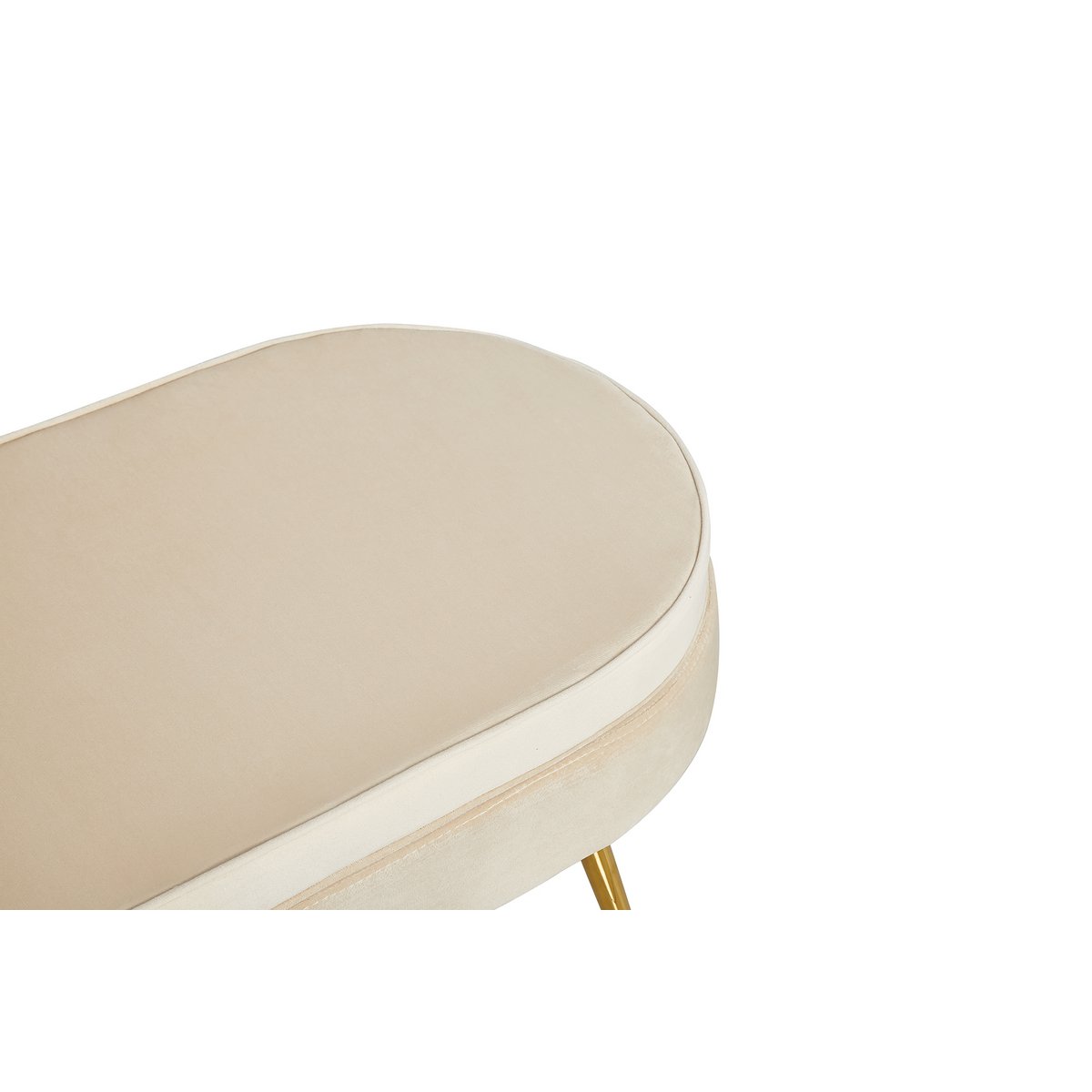 Poef ovaal van beige fluweel