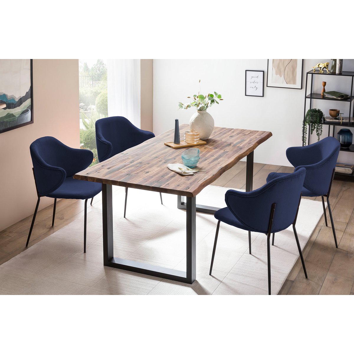Set van 2 fauteuils donkerblauw