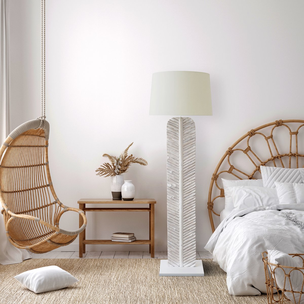 Vloerlamp drijfhout wit 175 cm