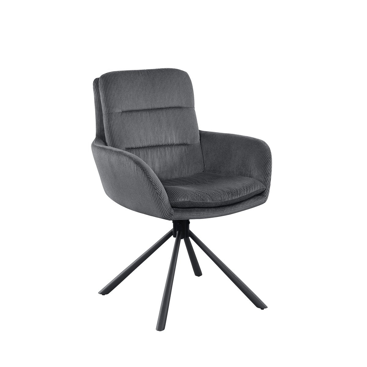 Fauteuil in corduroy-look, donkergrijs