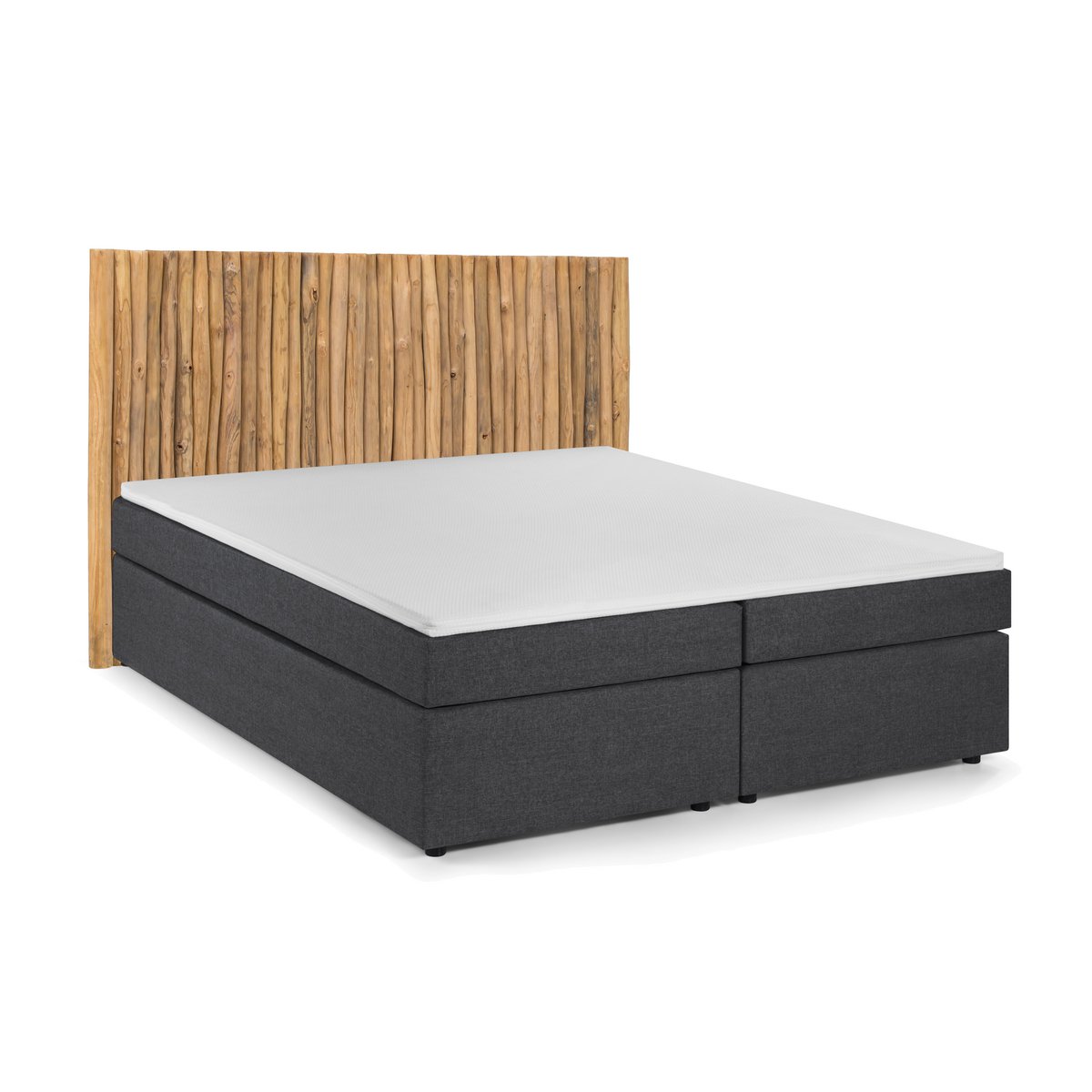 Boxspringbed met hoofdbord gemaakt van takken