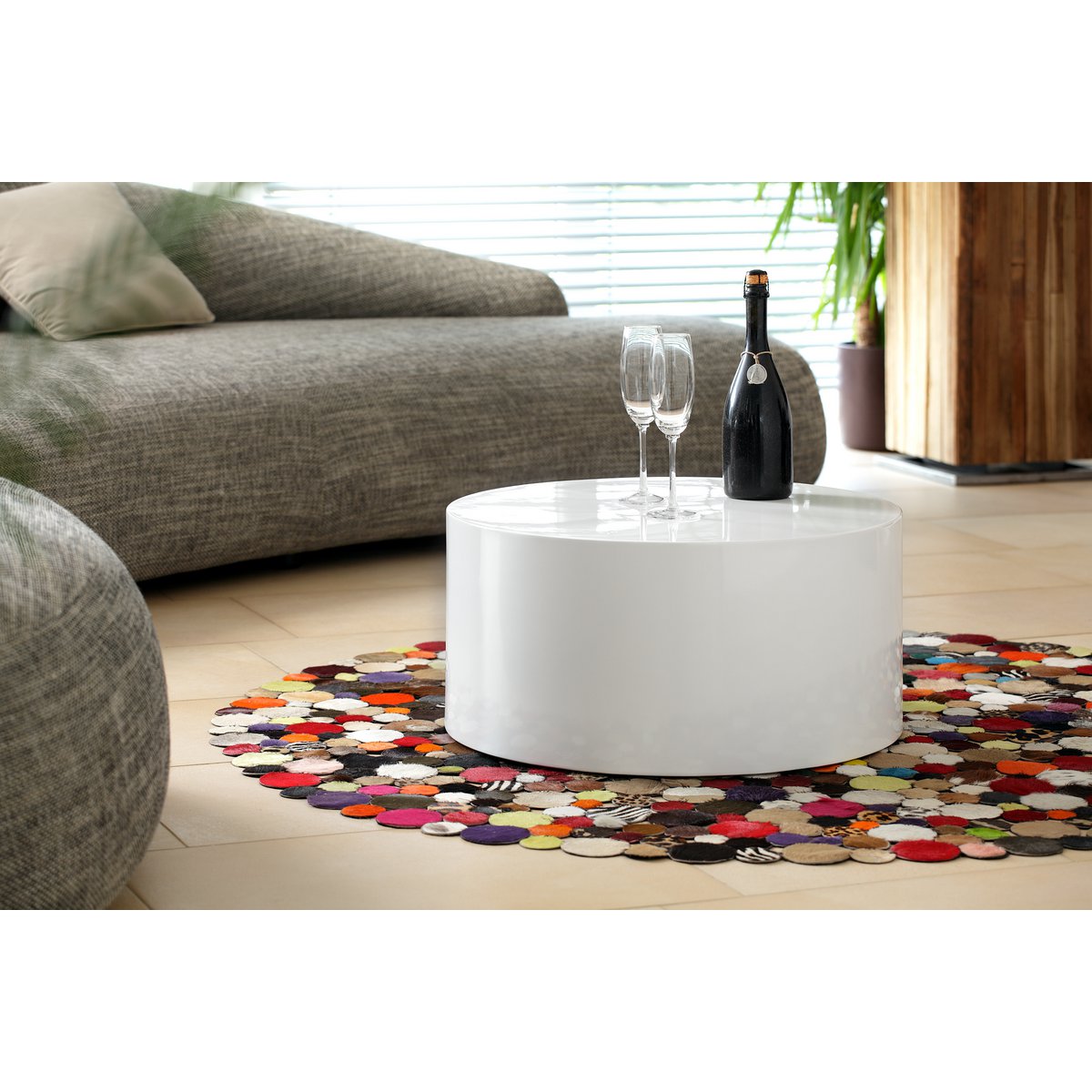 Salontafel Ø 60 cm rond wit