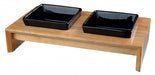 Trixie Voerset Keramiek Met Houten Onderstel Zwart 200 Ml 28X15X5 Cm